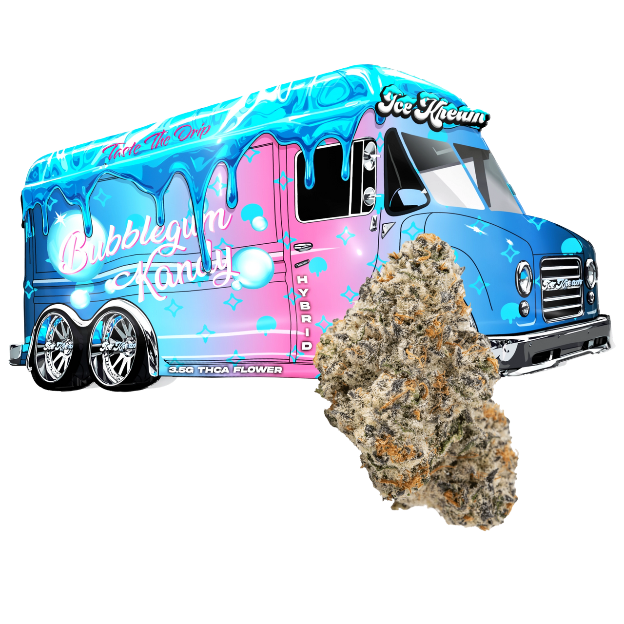 Bubblegum Kandy by Jokes Up Ice Kream premium THCA flower hybrid with candy truck packaging