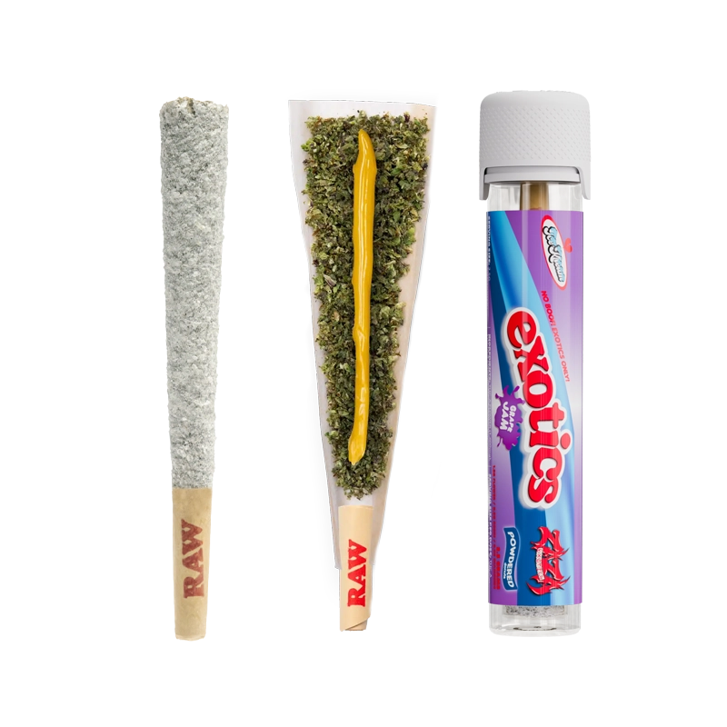 Grape Jam by Jokes Up Ice Kream powdered donut preroll with flower, rosin and diamonds