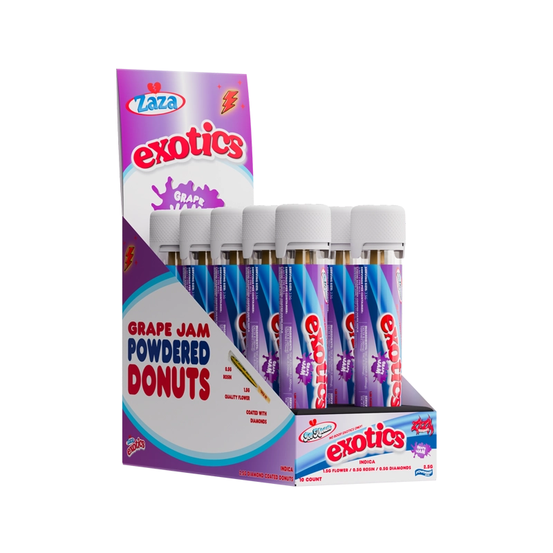 Grape Jam by Jokes Up Ice Kream display box of 10 powdered donut prerolls