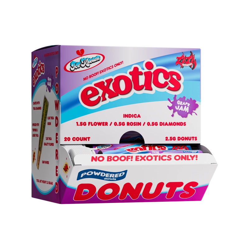 Grape Jam by Jokes Up Ice Kream 20 count bulk box of powdered donut prerolls