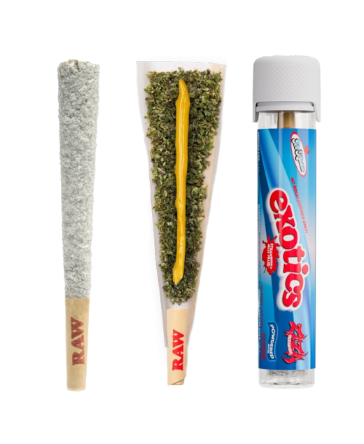 Strawberry Jelly by Jokes Up Ice Kream powdered donut preroll with flower, rosin and diamonds