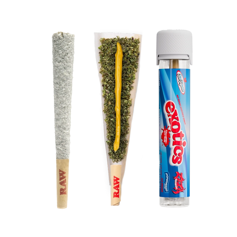 Strawberry Jelly by Jokes Up Ice Kream powdered donut preroll with flower, rosin and diamonds
