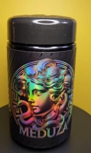 MEDUZA by HALL OF FLAME black jar holographic Medusa head Hall of Flame cannabis
