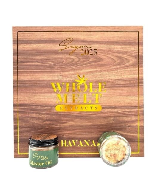 WHOLE MELT SUGAR WAX Havana Edition wooden display box with 16 jars of live resin sugar